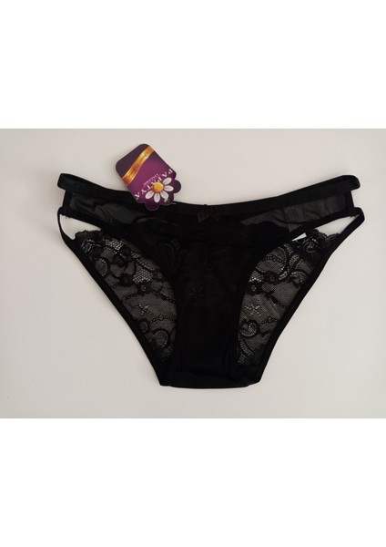 Kadın Külot Brazilian Dantel ve Tülün Birlikteliği 4''lü Siyah S-M 36-38 fırsatları