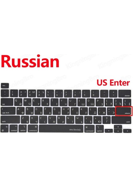 Mcstorey Rusça Klavye Koruyucu Macbook Pro M1-M2 13 Inç 2019/2022 (Touchbarlı) A2251 A2289 A2338 A2141 Us Enter ile Uyumlu