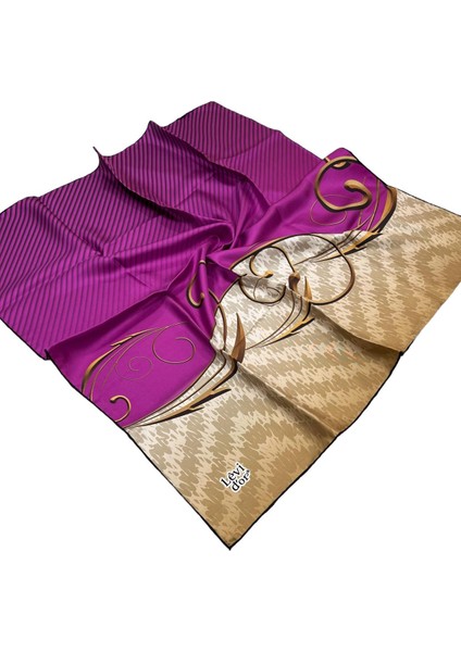 Twill Ipek Eşarp - 0222-25 Fuşya Kahve