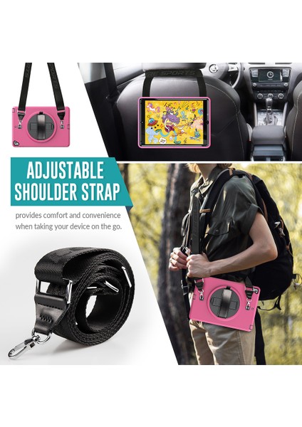 Apple iPad 6. Nesil 9.7 Inc (2018) Döner Standlı Omuz Askılı Darbeye Dayanıklı Armour Boxbox Kılıf A1893 A1954 indirimleri