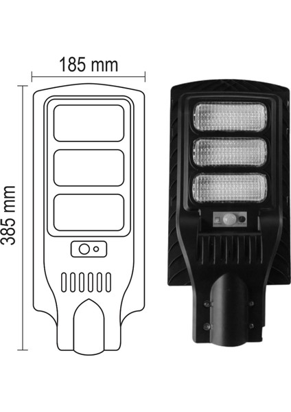 ND-300W-SA Solar Güneş Enerjili Sokak Yol ve Bahçe Aydınlatma Armatürü