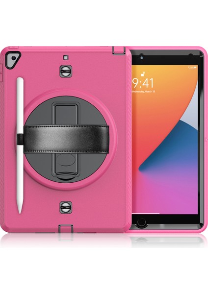 Apple iPad 5. Nesil 9.7 Inc (2017) Döner Standlı Omuz Askılı Darbeye Dayanıklı Armour Boxbox Kılıf A1822 A1823