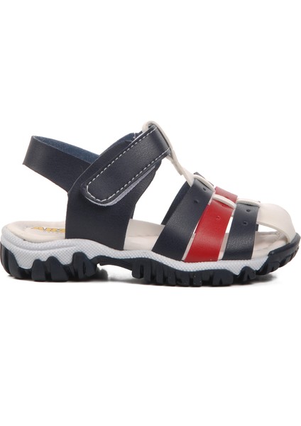 24-417-B Lacivert-Beyaz-Kırmızı Ortopedik Çocuk Sandalet
