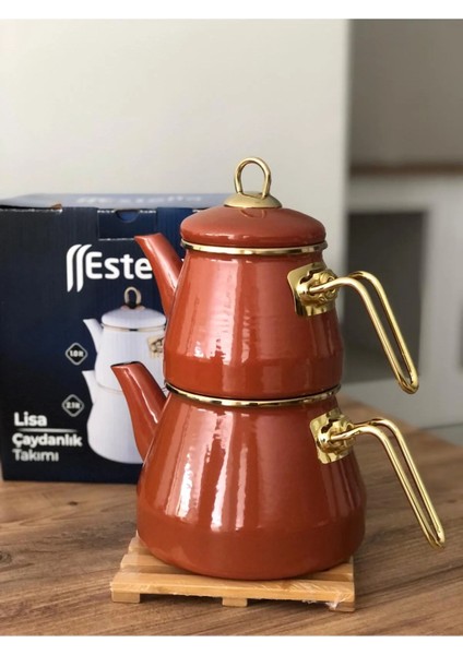 Estella Lisa Emaye Karamel Çaydanlık Takımı