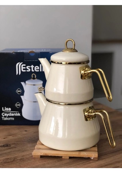 Estella Lisa Emaye Toprak Çaydanlık Takımı