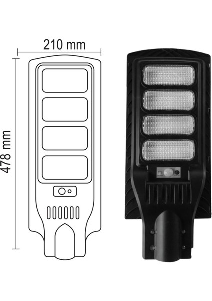 ND-400W-SA Solar Güneş Enerjili Sokak Yol ve Bahçe Aydınlatma Armatürü