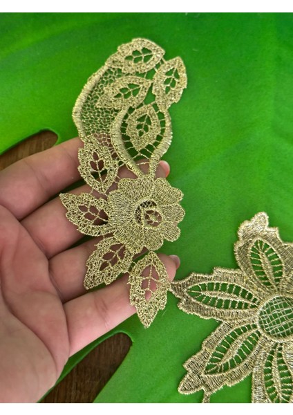 3 Lü Altın Sarısı Nakış Işleme Aplike Set 14X5 cm modelleri
