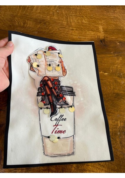 Boncuk Pul Payet Işleme 3 Boyutlu Bardaklı Arma Dikiş Aplike 23X19 cm