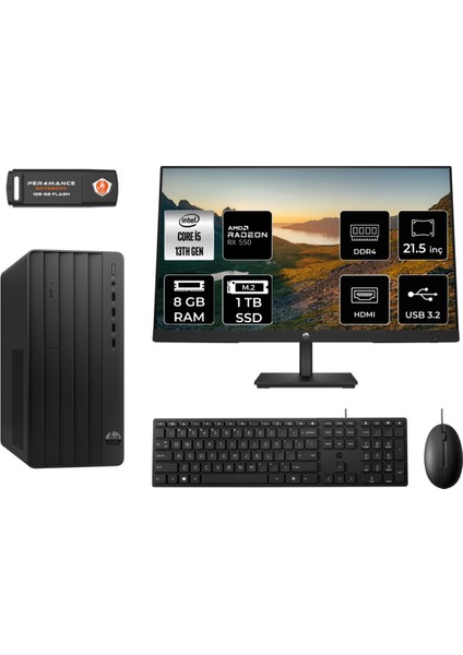 Pro Tower 290 G9 Intel Core I5 13500 8gb 1tb SSD RX550/4GB 21.5" Fhd Monitör Fdos 8T2W9ES Masaüstü Bilgisayar & Per4 USB Bellek 8T2W9ESMNT1303