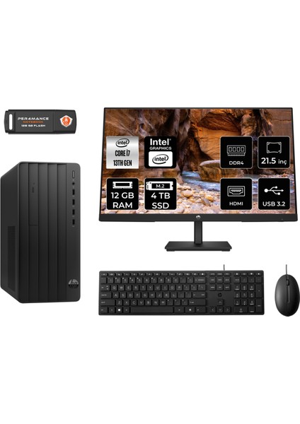 Pro Tower 290 G9 Intel Core I7 13700 12GB 4tb SSD 21.5" Fhd Monitör 8T2X1ES Fdos Masaüstü Bilgisayar & Per4 USB Bellek 8T2X1ESMNT310