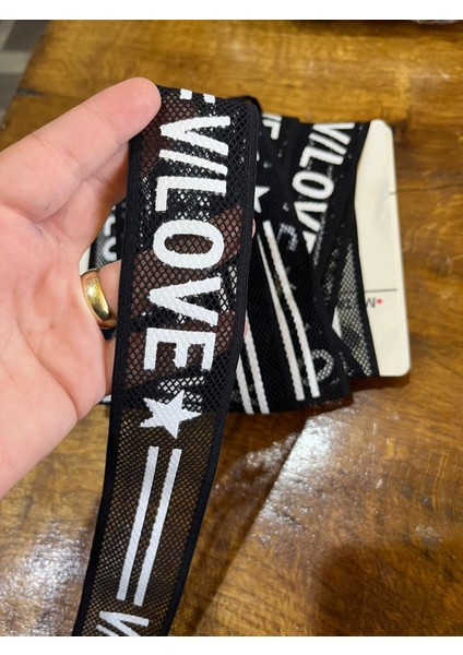 File Lastikli Yazılı Yıldızlı Şerit Dikiş Giyim Aksesuarı En 4 cm (1 Metre ) modelleri