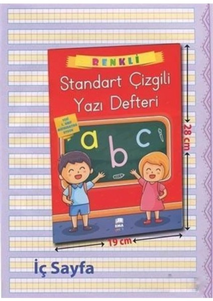 Renkli Standart Çizgili Güzel Yazı Defteri A4 Ebat