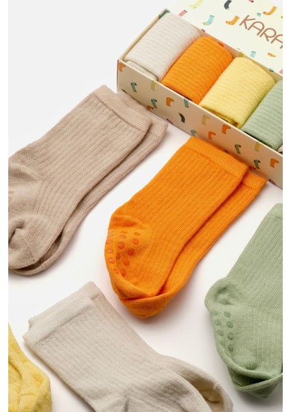5'li Set Bebek Çorap Doğal Bambu ( 6 Ay Sonrası Kaydırmaz Taban Silikonlu ) modelleri