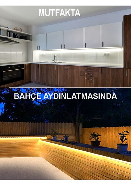 220V Şerit LED 120 Ledli Yüksek Işık Fişli Anahtarlı Tak Çalıştır Dış Mekan Yapışkanlı