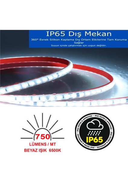 220V Şerit LED (BEYAZ IŞIK) 15 METRE 120 Ledli Yüksek Işık Fişli Anahtarlı Tak Çalıştır Dış Mekan Yapışkanlı indirimleri