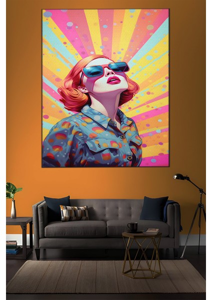 Pop Art Temalı Kadın Portre Tablo-1215