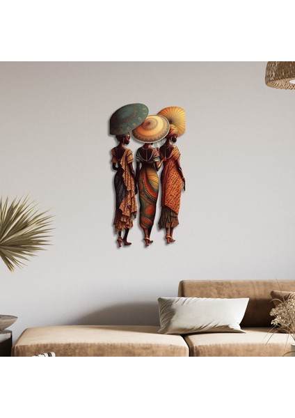 Steel Art Dec Şemsiyeli Afrikalı Kadınlar Renkli Metal Tablo indirimleri