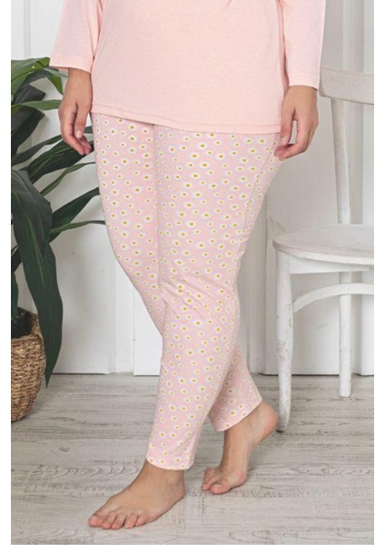 Farya Home X-Dreamy Büyük Beden Pamuklu Desenli Uzun Kollu Pijama Takımı