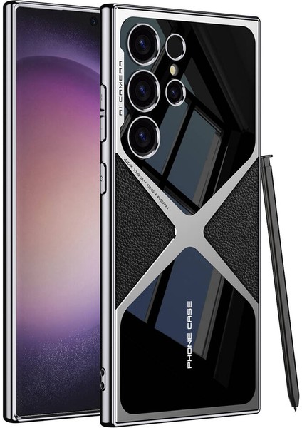 Samsung Galaxy S23 Ultra Kılıf Ultra Ince Kamera Korumalı Pc + Deri Arka Yüzey X - Pro Kapak