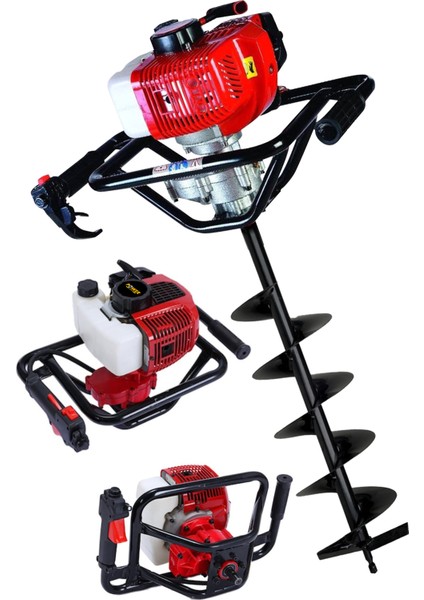 Toprak Burgu Makinesi 100 mm 20 cm Delme Ucu 1,6 Kw Motor Gücü Extra Güçlü