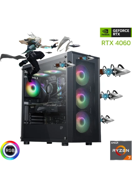 Gaming R7 Ryzen 7 5700X Ddr4 32GB 1tb SSD RTX4060 8gb Oyun Bilgisayarı