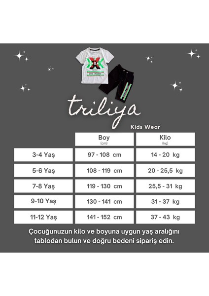 Triliya-Kaliteli Premium Lüks Çocuk Tişört ve Kapri Takımı – 3-12 Yaş Arası