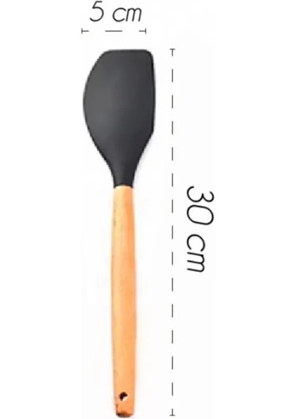 1 Adet Isıya Dayanıklı Bambu Saplı Silikon 30 cm Spatula