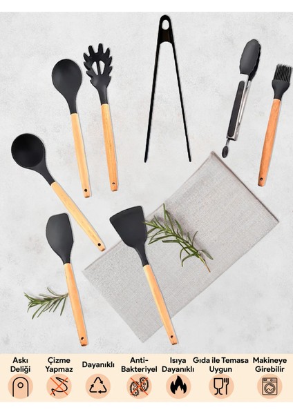 1 Adet Isıya Dayanıklı Bambu Saplı Silikon 30 cm Spatula