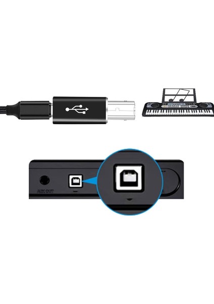 Type C To USB B Midi Klavye Yazıcı Printer Çevirici Dönüştürücü Adaptör