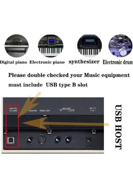 Type C + Micro USB Yazıcı Printer Piyano Midi Bağlantı Kablosu