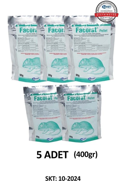 Pelet Fare Yemi Sıçan Yemi - Zehiri 80GR x 5 Paket (400GR) Bavet Facorat