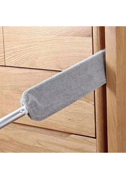 Mikrofiber Başlıklı Pratik Dip Köşe Raf Temizleme Mopu Sihirli Toz Alma Fırçası (Yedek Bez Ile)