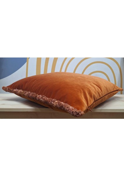 Terracotta Mat Kadife Kırlent Kılıfı, Fırfırlı Kadife Kırlent Kılıfı fiyatları
