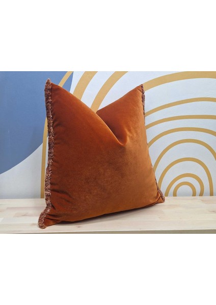Terracotta Mat Kadife Kırlent Kılıfı, Fırfırlı Kadife Kırlent Kılıfı modelleri