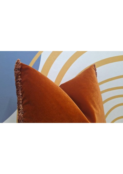 Terracotta Mat Kadife Kırlent Kılıfı, Fırfırlı Kadife Kırlent Kılıfı fırsatları