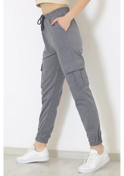 Kadın Gri Premıum Kargo Cepli Jogger Eşofman Altı fiyatları