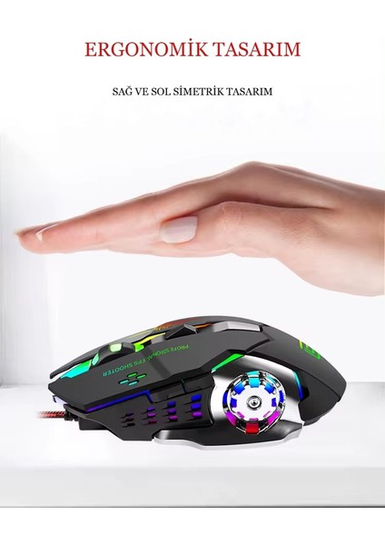 2.4ghz Bluetooth Kablosuz Oyun Gaming ve Ofis Faresi Mouse LED 7 Renk Rgb Pc Dizüstü USB Mouse