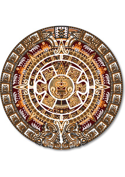 El Yapımı Üç Boyutlu Ahşap Aztek Takvimi Ev, Ofis, Kafe Duvar Dekoru