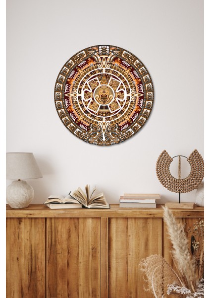 El Yapımı Üç Boyutlu Ahşap Aztek Takvimi Ev, Ofis, Kafe Duvar Dekoru fiyatları