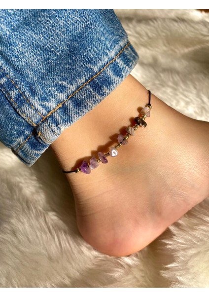 Ametist Doğal Taş Halhal Veya Bileklik