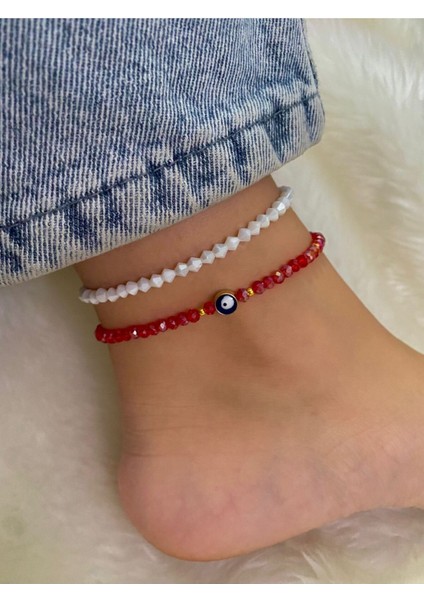 Kristal Nazar Boncuklu Halhal 2 Li