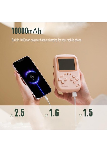 Taşınabilir 3.2 Inç Mini Oyun Konsolu ve Çift Şarj USB Power Güç Bank Retro Çocuk Oyunları 10000