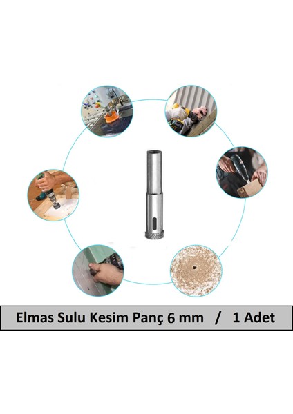 Cam Mermer Granit Fayans Delici Panç Seti Sulu Kesim 6 mm