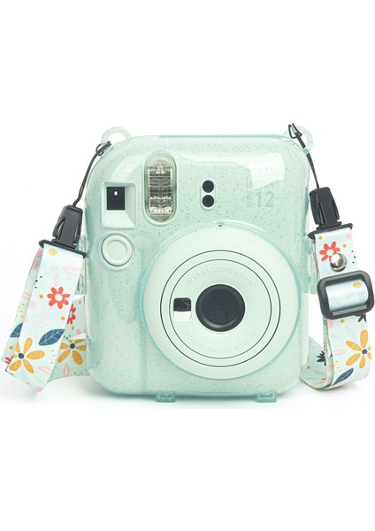 Instax Mini 12 10 Filmli Kıskaçlı Stand-Pvc Albüm ve Simli Pleksi Kılıflı Yeşil Fotoğraf Makinesi