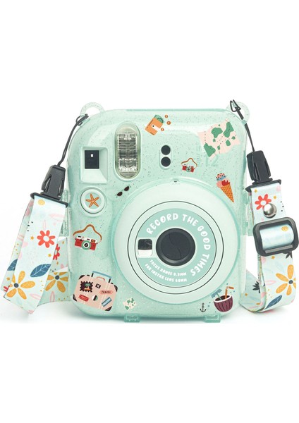 Instax Mini 12 10 Filmli Kıskaçlı Stand-Pvc Albüm ve Simli Pleksi Kılıflı Yeşil Fotoğraf Makinesi