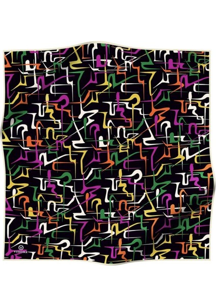 Siyah-Sarı Geometrik Desenli Tivil Ipek Eşarp 51736-25-47 fiyatları