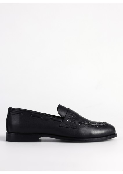 Fabrika Deri Siyah Kadın Loafer D-Dorota
