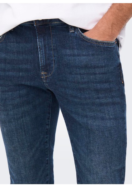 Normal Bel Dar Indigo Erkek Denim Pantolon Onsloom Slım Db 4514 A14 Dnm Noos