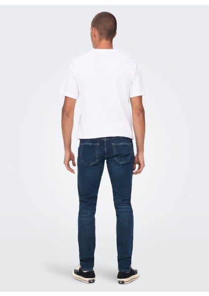 Normal Bel Dar Indigo Erkek Denim Pantolon Onsloom Slım Db 4514 A14 Dnm Noos