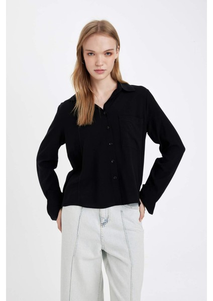 Regular Fit Basic Düz Düğmeli Uzun Kollu Gömlek N2518AZ24AU
